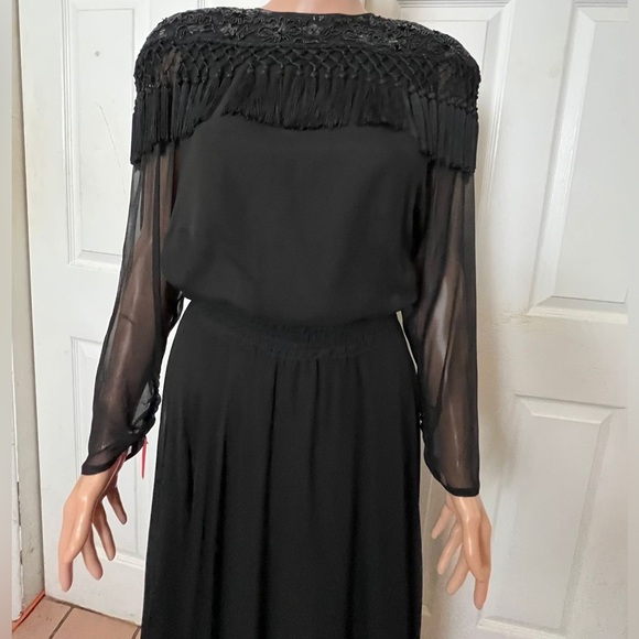 Diane Freis 2 Piece 100% Silk Tassels Blinged Top with 2 layers Flared Skirt - Picture 3 of 14
